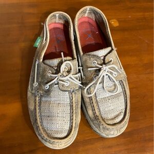 Twisted X Women's Boat Shoes - Brown and Cream